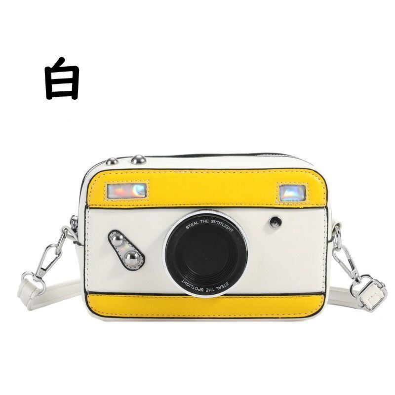 ショルダークロスボディバッグ カメラ型 青 黒 白 シルバー ゴールド