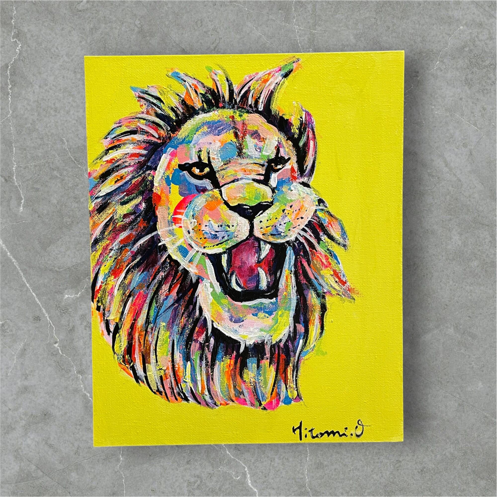 A-75/24】動物画 キリン アクリル画 原画 絵画 現代アート キャンバス