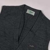 Crocodile クロコダイル Vネック ウール混 ニット ベスト L/チャコールグレー系 メンズ