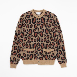 Leopard knit cardigan（BROWN）