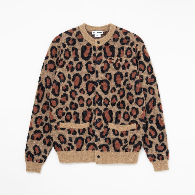 Leopard knit cardigan（BROWN）