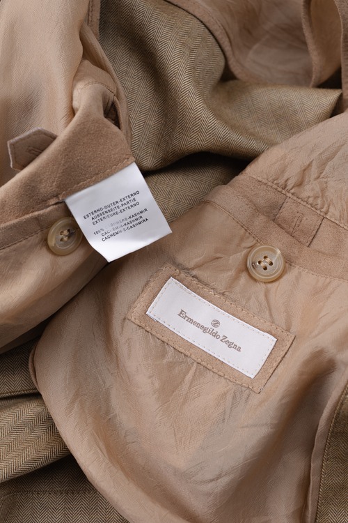 [1990s-00s] "Ermenegildo Zegna" Pure Cashmere Herringbone Chore Jacket (Made in Italy)