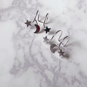 ｓ925　ミニ星×月シルバーイヤーカフ