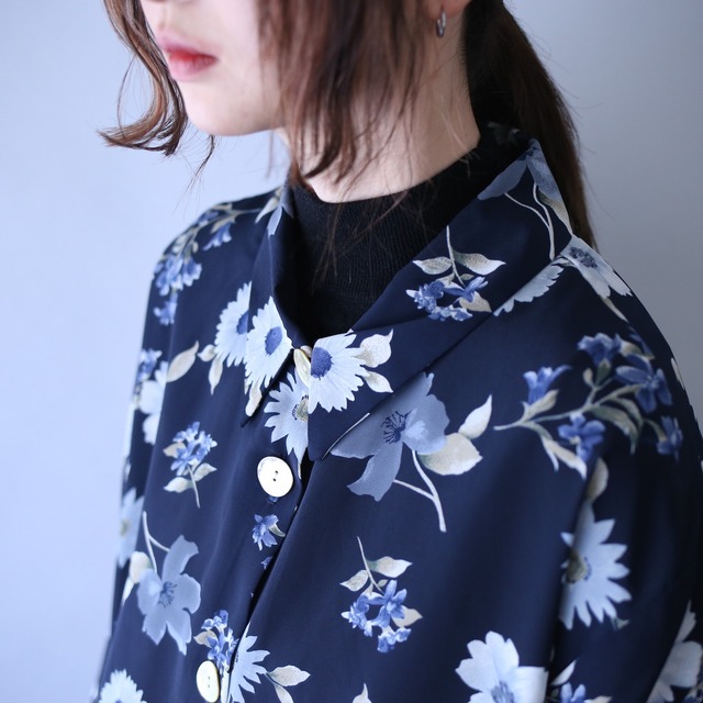 beautiful blue flower pattern over silhouette shirt