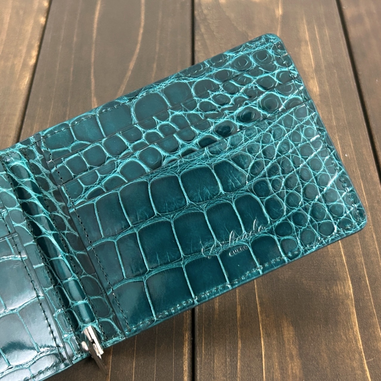 アリゲーター 無双 マネークリップ ディープエメラルド