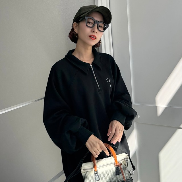 《名古屋先行販売》CFT.logo half sweat SH/black-logo white