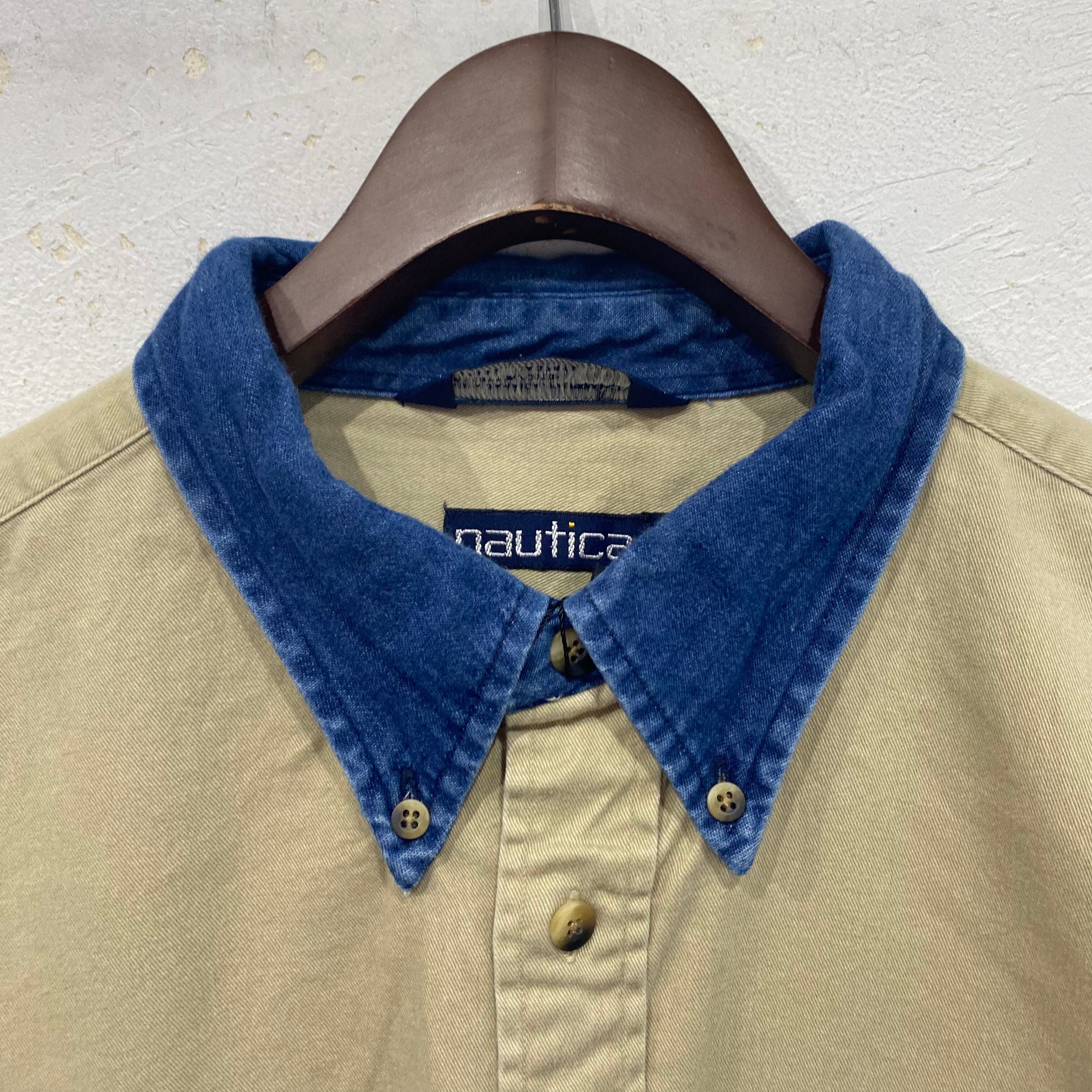 90年代 size : XL【 nautica 】ノーティカ 長袖シャツ デニム切替 ...