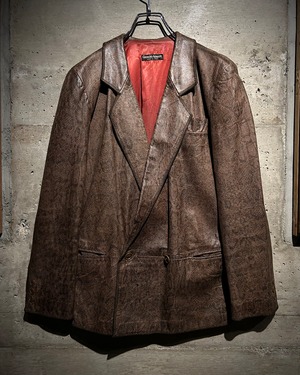 【Caka】80's “GIORGIO ARMANI” Python Pattern Leather Tailored Jacket
