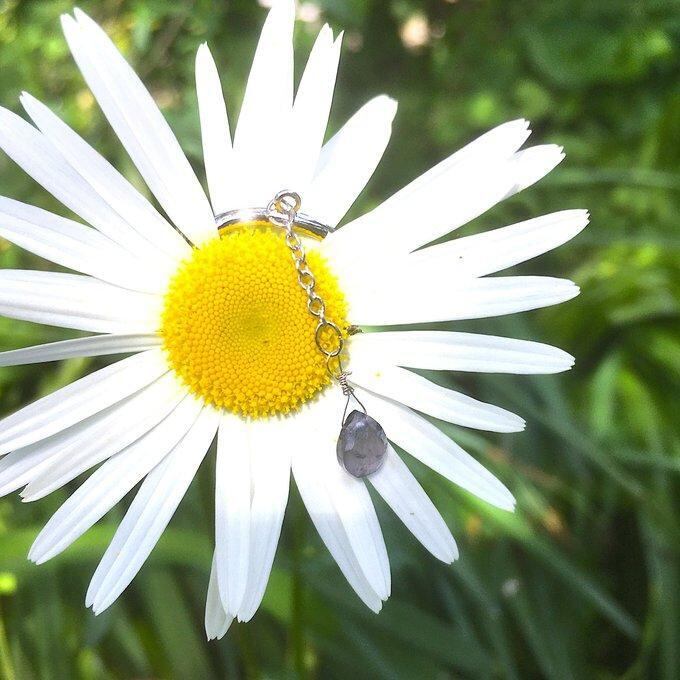 【一点物】✦⋆.すみれの花咲く頃⋆.アイオライトティアドロップシェイプイヤーカフ⋆.·サージカルステンレス⋆.·✦