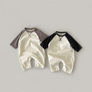 【春作】シンプルバイカラーロンパース　全2色