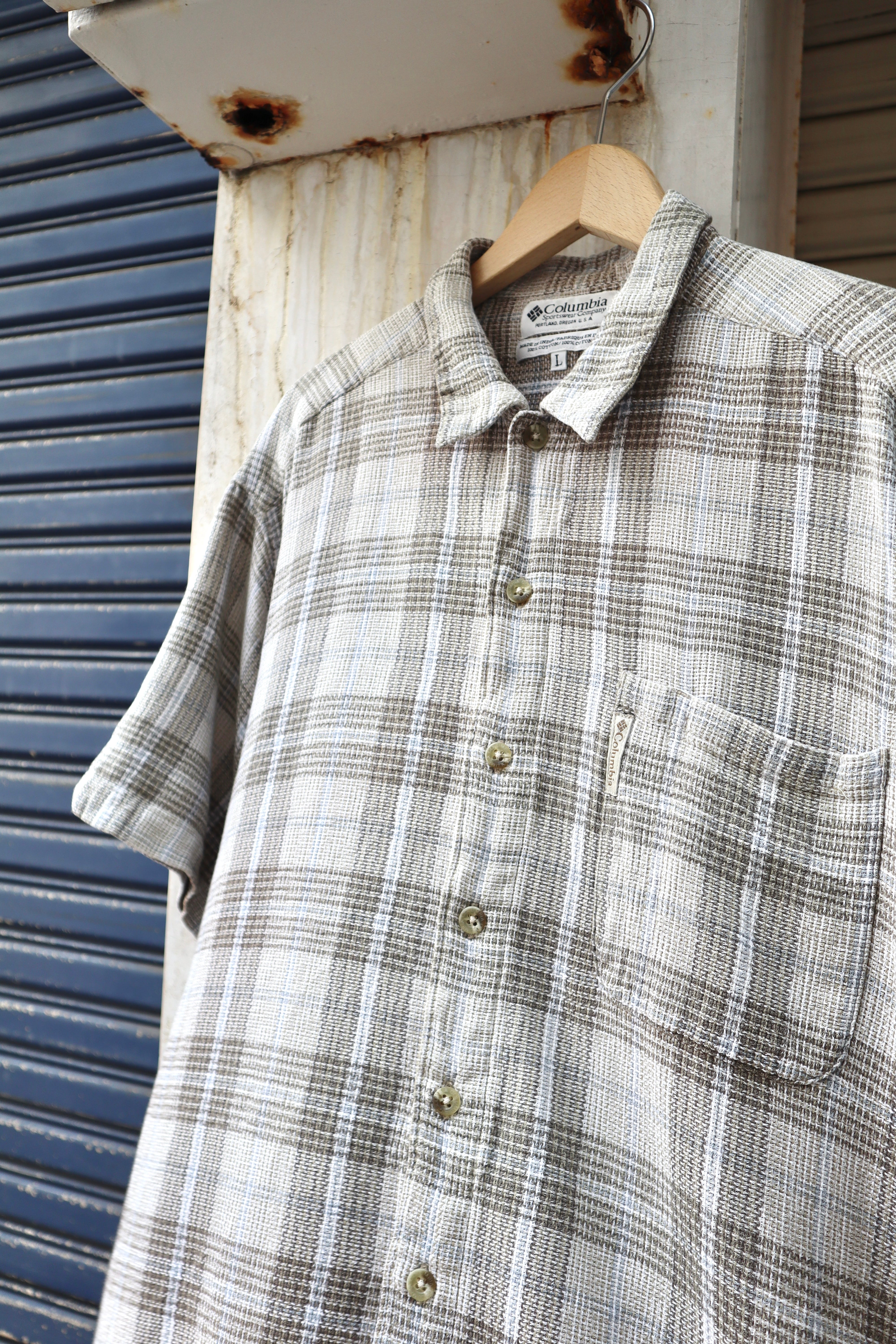 USED 00s Columbia s/s plaid shirt