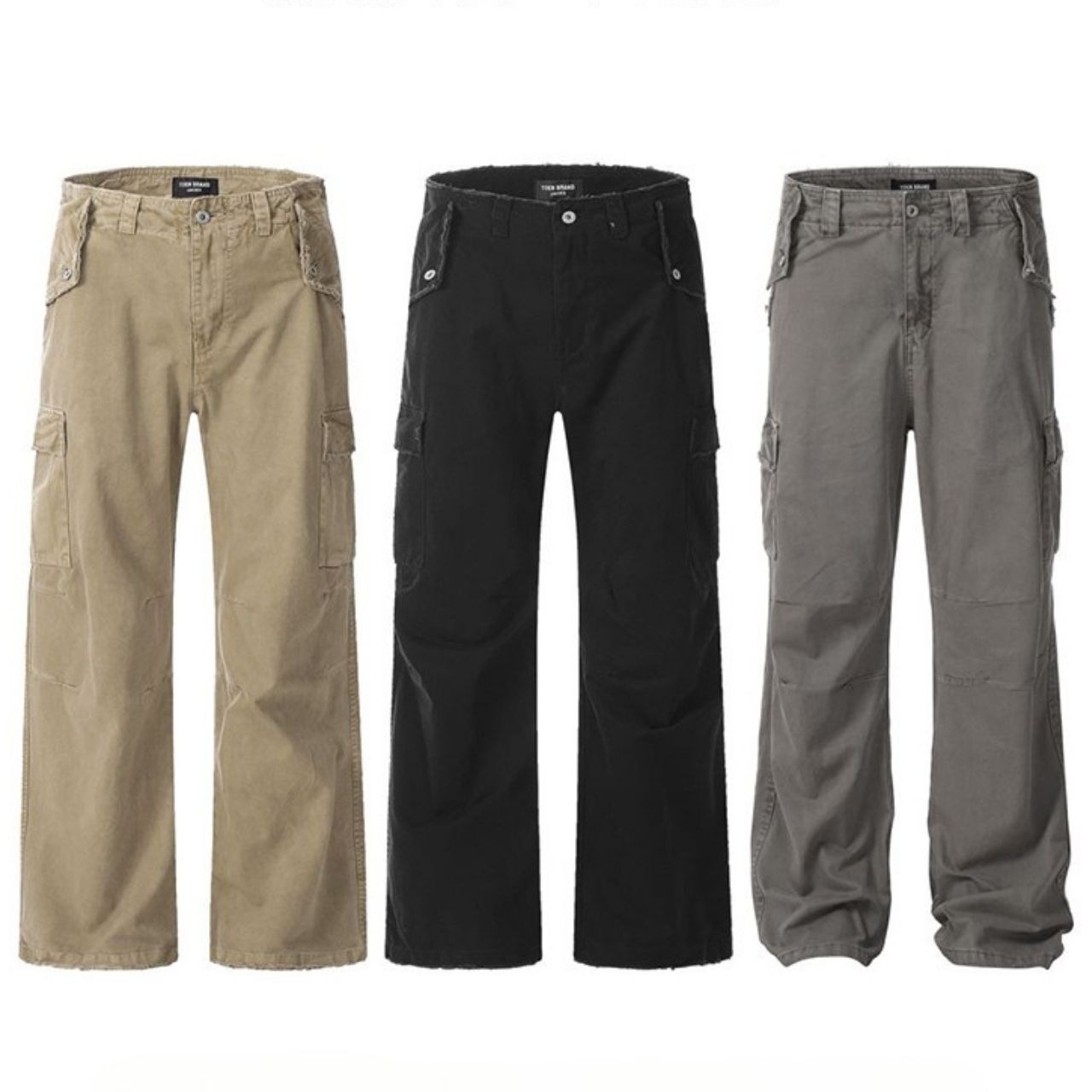 オールドウォッシュヴィンテージレトロダメージ加工ビッグポケットパンツ　1186