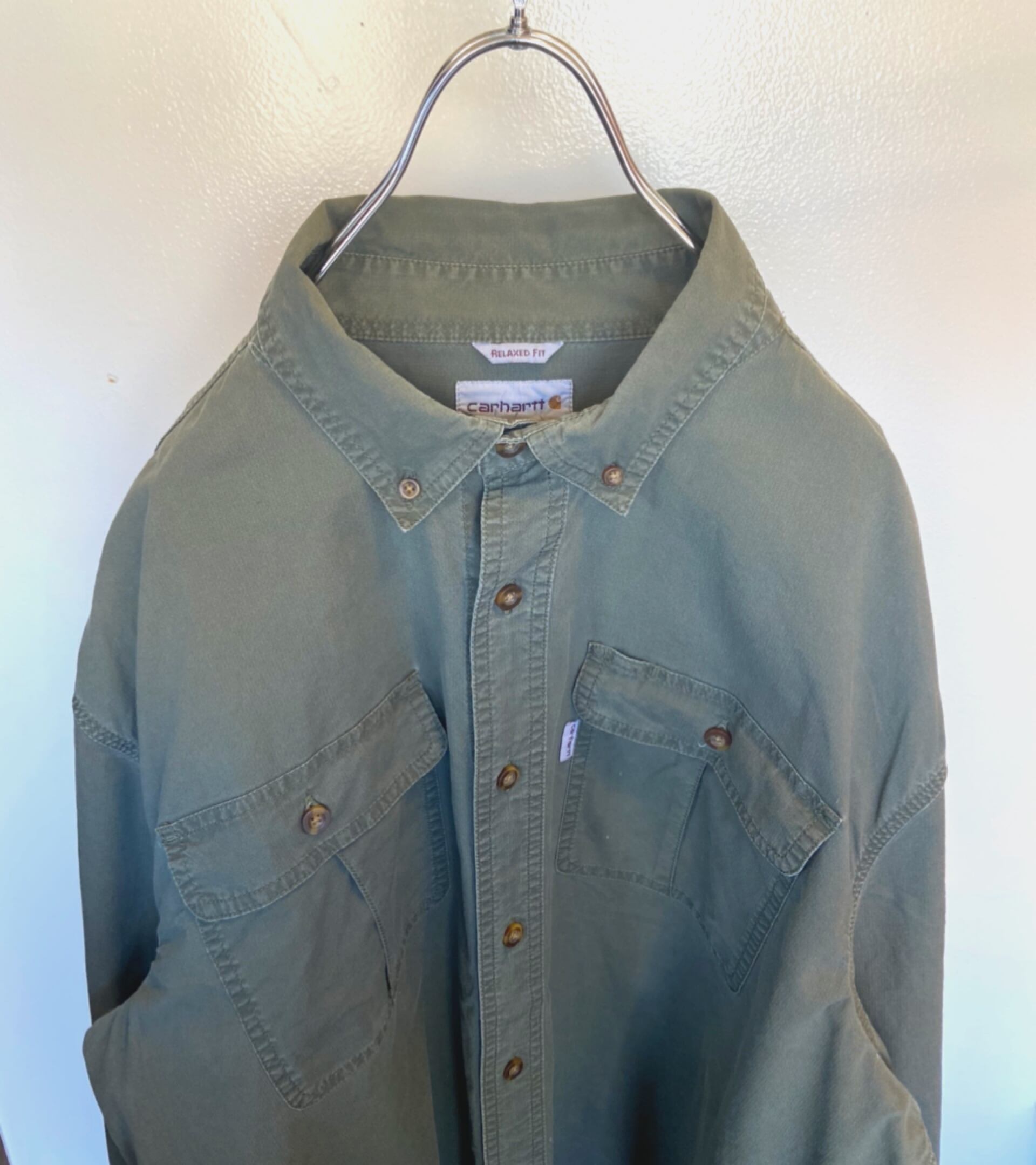 90s 古着Carhartt/カーハート ワークシャツ Cロゴ ビンテージ