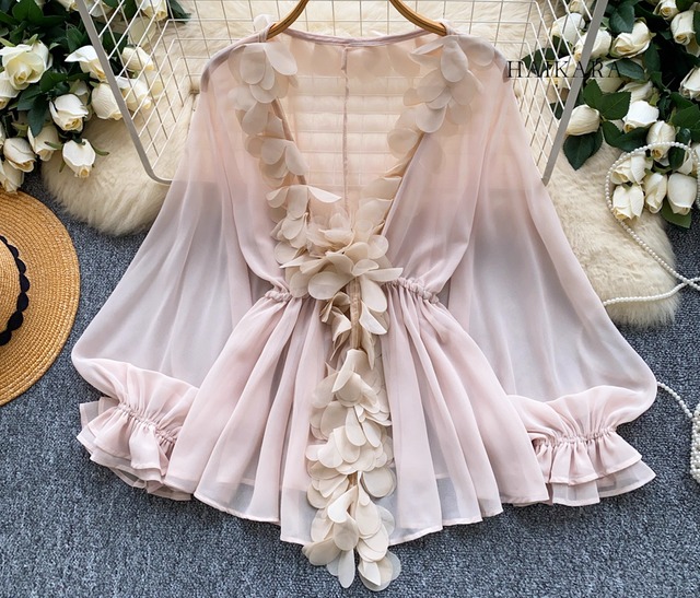 (NEW) Petal Sheer Accent Blouse
