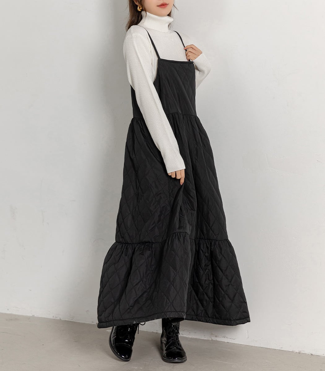 宅配便】中綿キルティングティアードキャミワンピース／skirt035 | DAY
