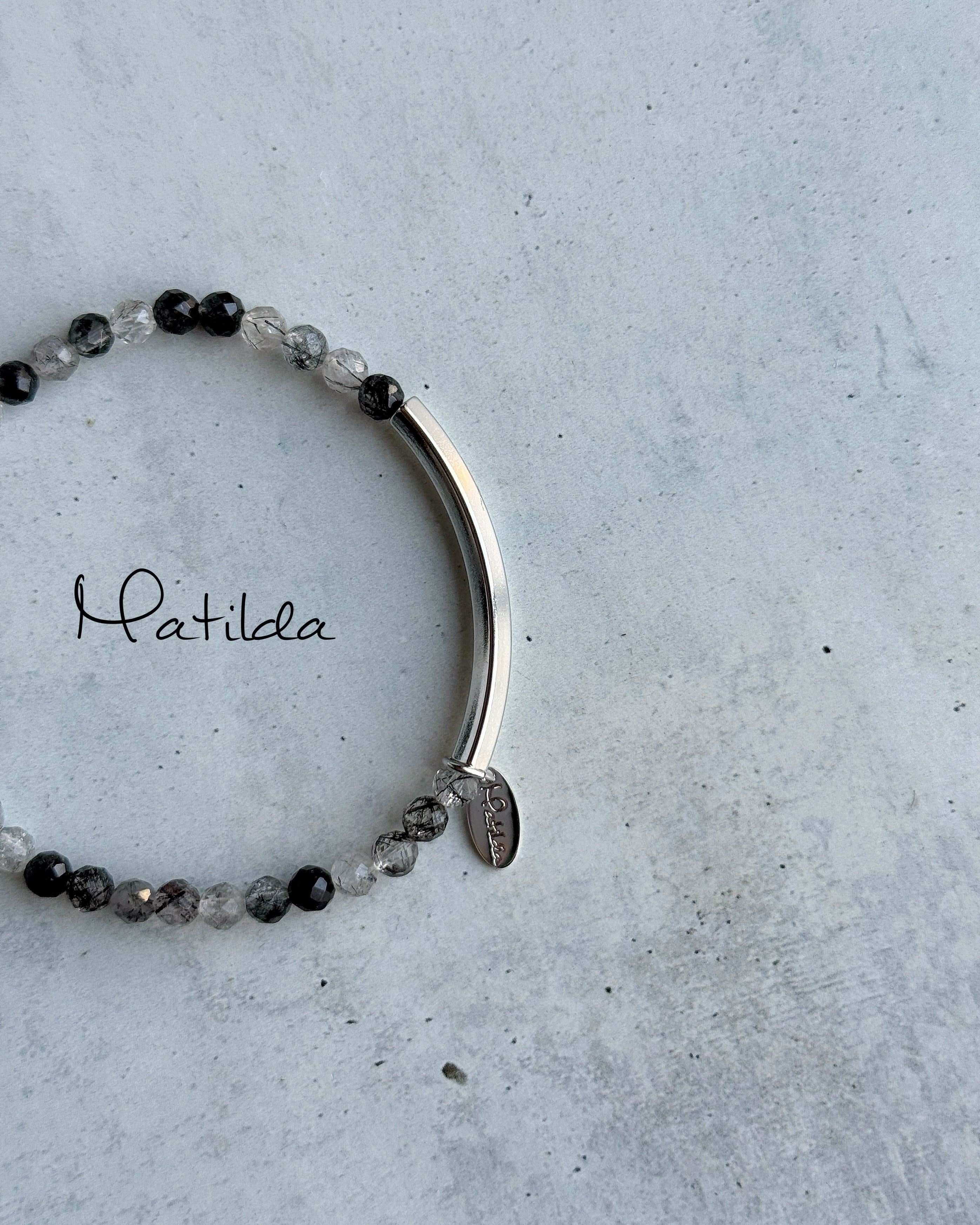 Tube & stone bracelet(ブラックトルマリンインクォーツ)