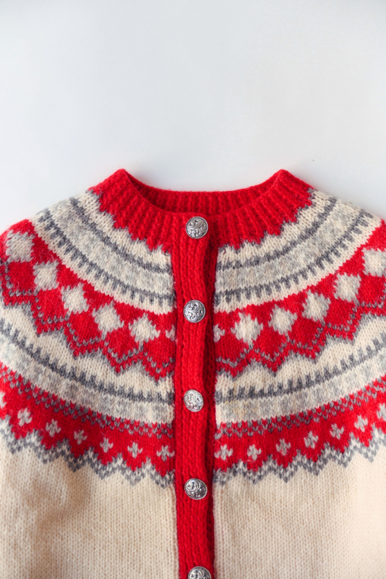 Christmas red Nordic knit cardigan
