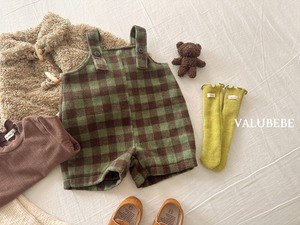 【予約/特典】valu bebe / Almond check overalls