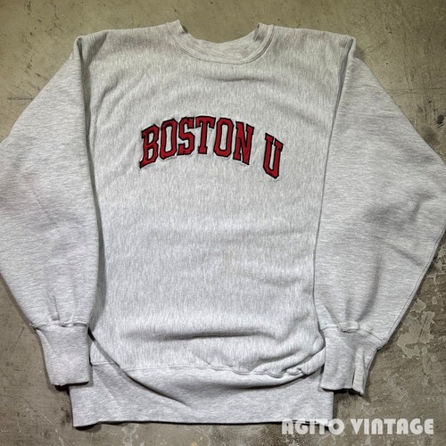 90's Champion チャンピオン リバースウィーブ スウェット BOSTON U ボストン大学 グレー 刺繍タグ X-LARGE USA製 希少 ヴィンテージ BA-2911 RM3332H