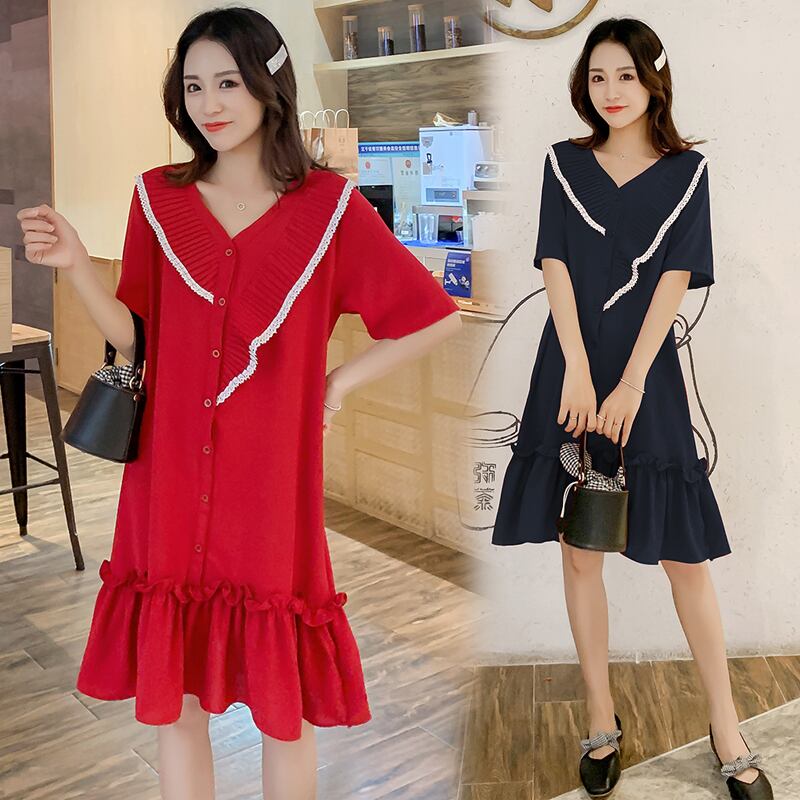 【新作】【送料無料】 母乳育児ドレスVネックドレスレディースサマーウェアスーパーフェアリーVネックパッチワークAラインナーシングドレスドレスマタニティ 夏物 AL expec38517829299