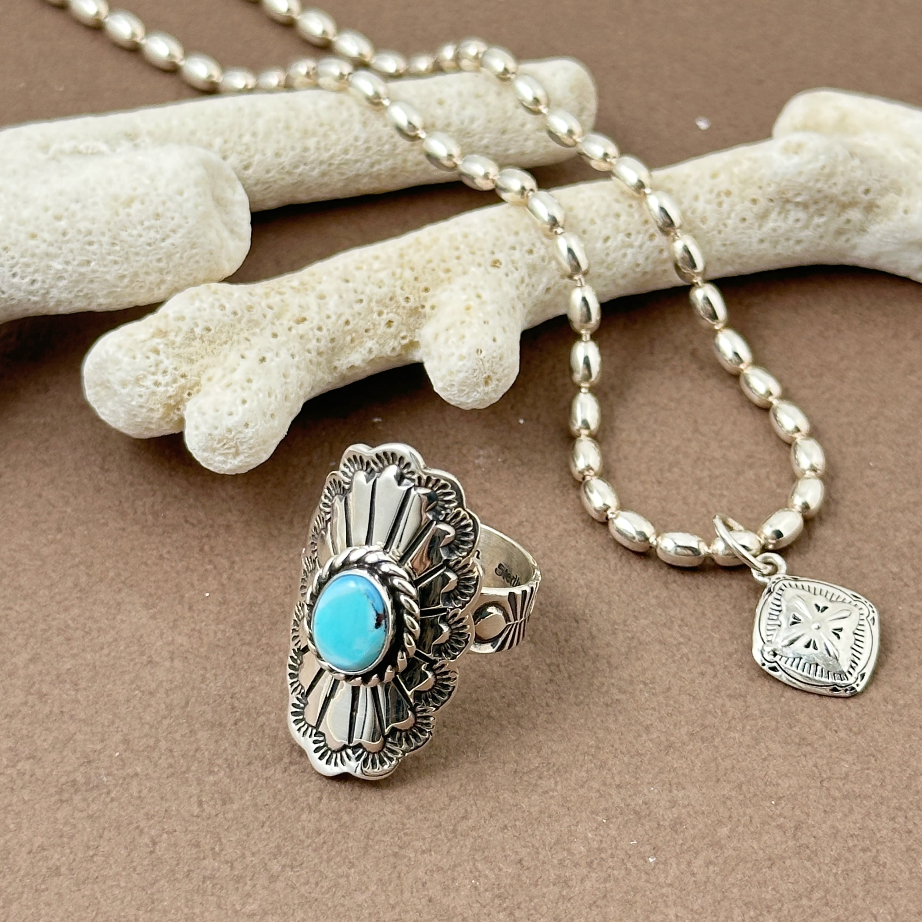 Indian Jewelry】ゴールデンヒル ターコイズ フリーサイズ リング 指輪