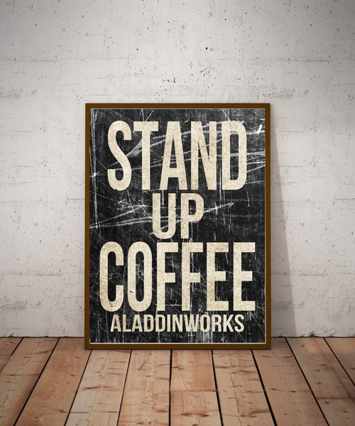 STAND UP COFFEE(黒) ポスター