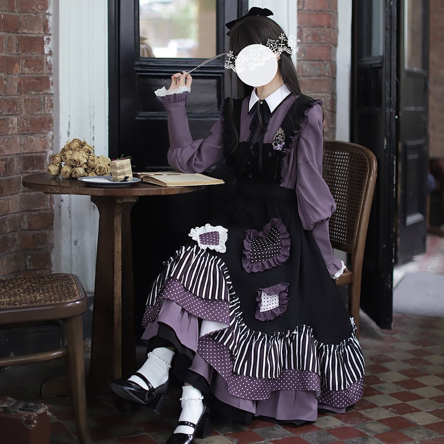 クラロリ ワンピース 魔女学院 メイド風×ストライプ 重ね着｜WithU