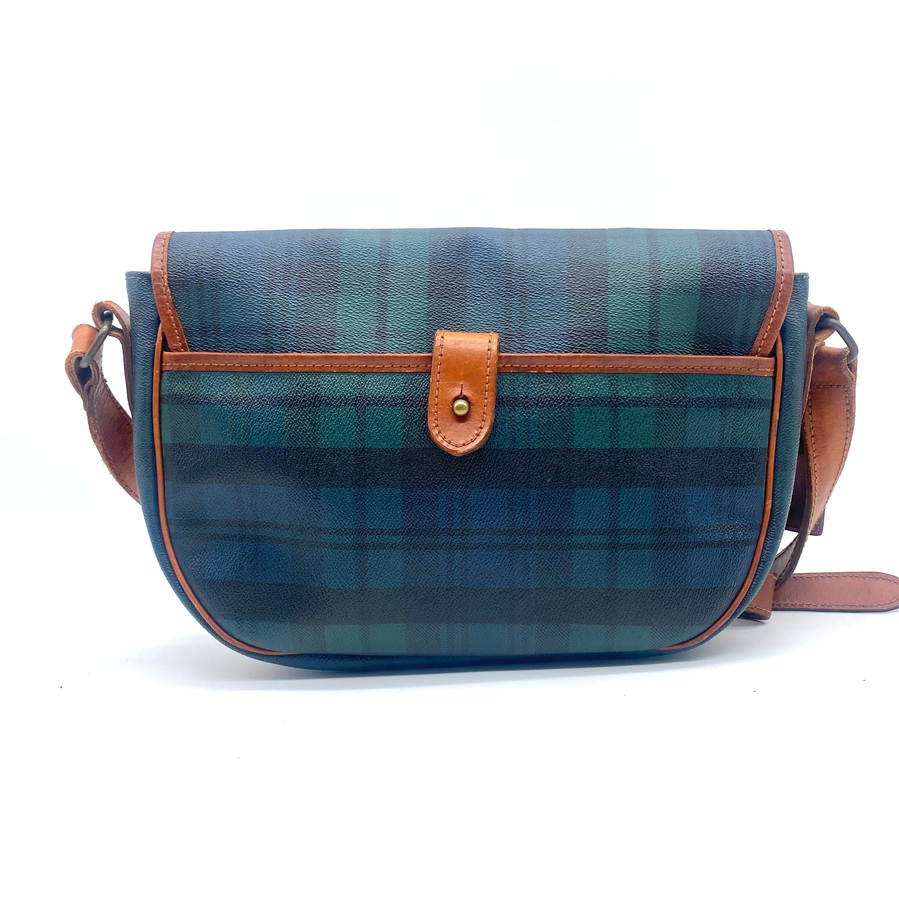 Polo Ralph Lauren Shoulder Bag Green Check Pattern Leather Bag
