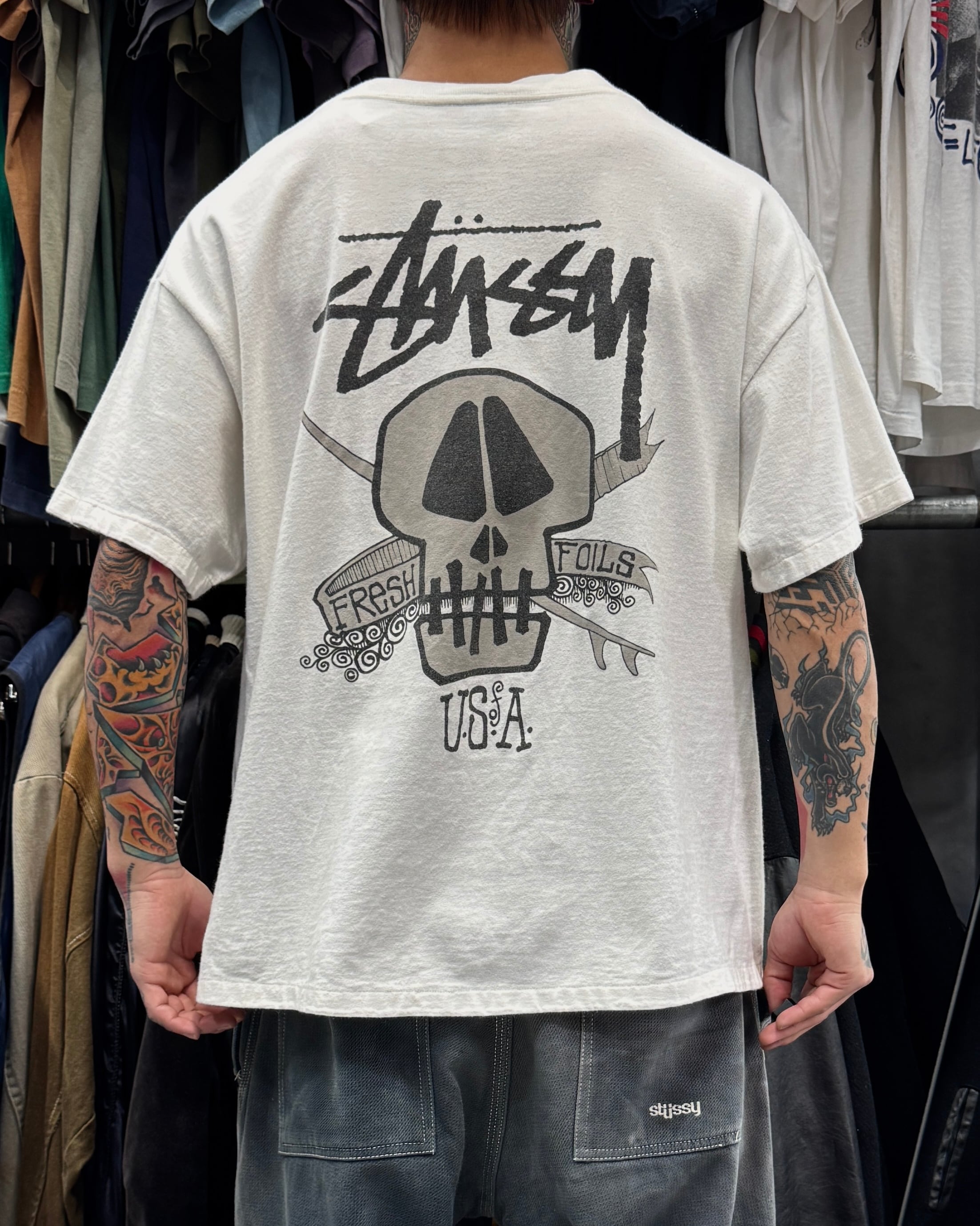 80's~90's old stussy “Surf Skull” Design Tee “黒タグ” “サーフ