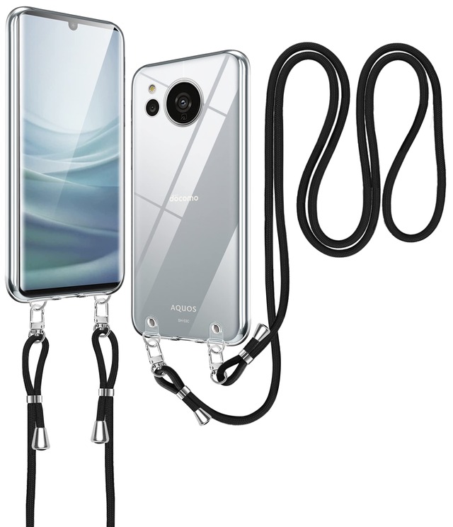 NISIILNG AQUOS Sense7 用 ケース クリア ショルダー アクオスセンス7 SH-53C SHG10 カバー ストラップ付き