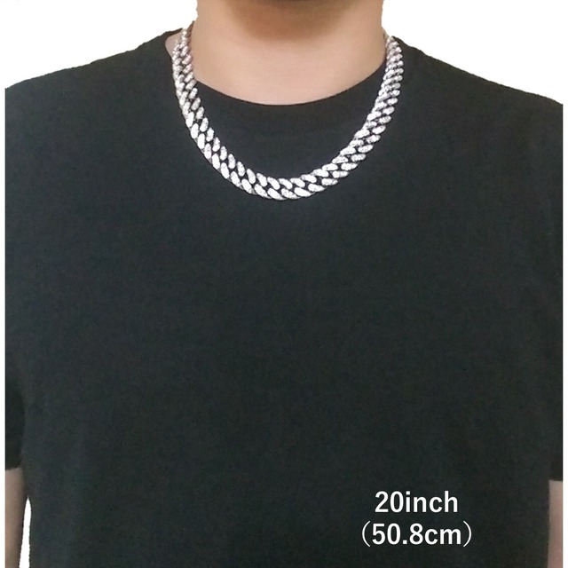 キューバンネックレス 幅12mm 45cm 50cm マイアミキューバン ネックレス 喜平 チェーン 18ｋ チェーンネックレス メンズ キューバン チェーン ジルコニア キューバンリンク 太目 ブリンブリン ヒップホップ 18インチ インチ シルバー ゴールド Puente