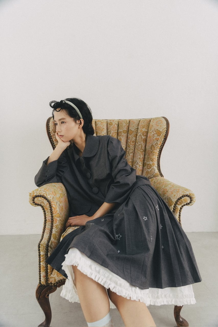 フリルレイヤードグリッタースカート　GRAY