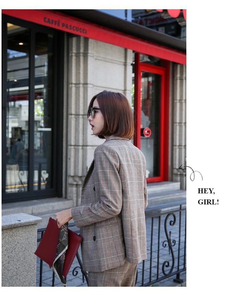 送料無料】グレンチェック パンツスーツ セットアップスーツ チェック