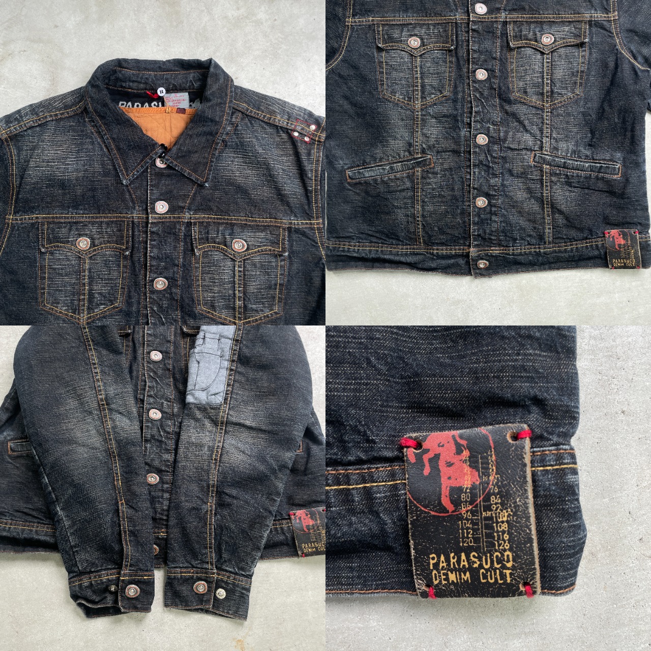 PARASUCO パラスコ デニムジャケット 4つポケ メンズXL 古着 デニム 