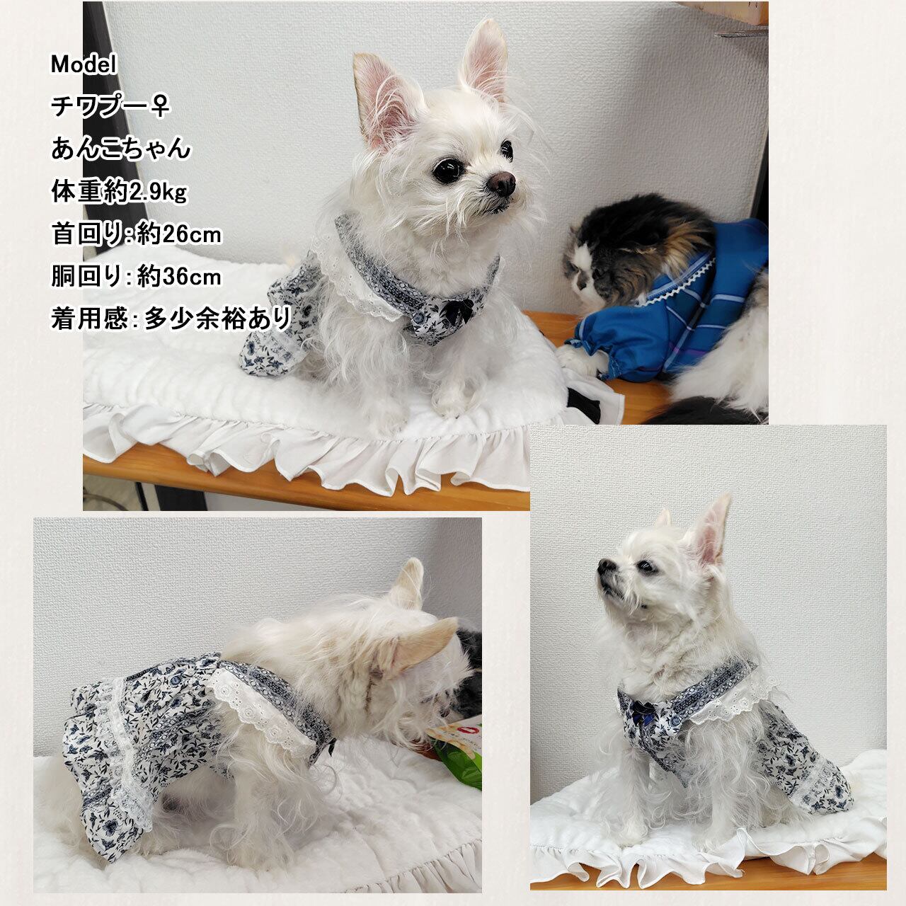 ハンドメイド Ankina S~Mサイズ リバティプリントドレス ワンピース 犬