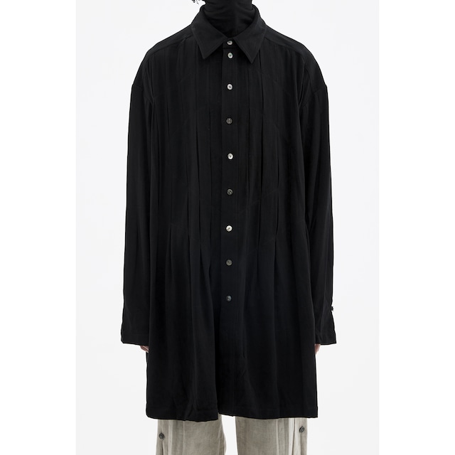 [ Professor.E ](プロフェッサーイー) 24SS-PE-LSH-04 PLEATED LONG SHIRT (black)