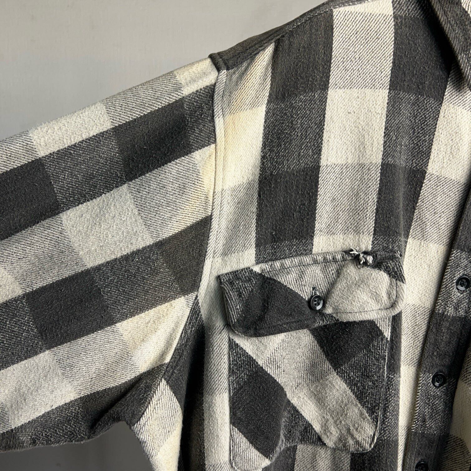 00's FIVE BROTHER Heavy Flannel Shirt White&Black 00年代 ファイブ