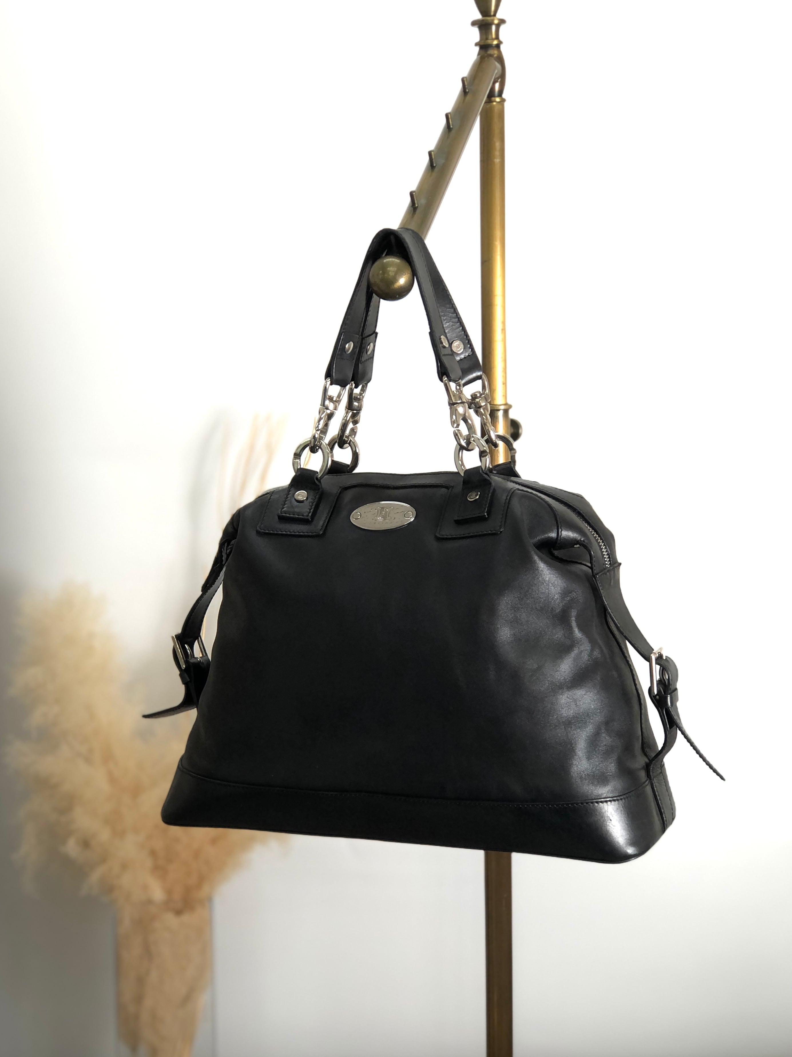 CELINE セリーヌ ハンドバッグ ブラック ブラゾン レザー vintage