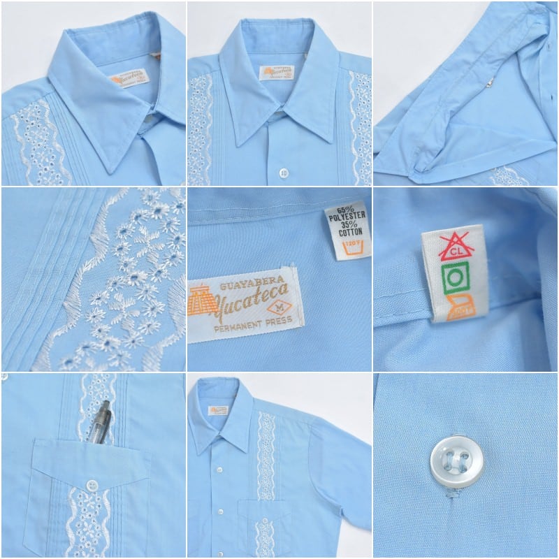 70s GUAYABERA Yucateca グアヤベラユカテカ 刺繍 ピンタック デザイン
