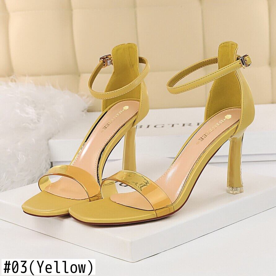 YELLO イエロ リボン ミュール ハイヒール スタッズ ブラック YELLOW