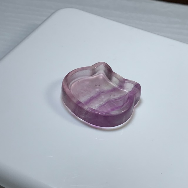 16.可愛い猫顔☆フローライト猫皿