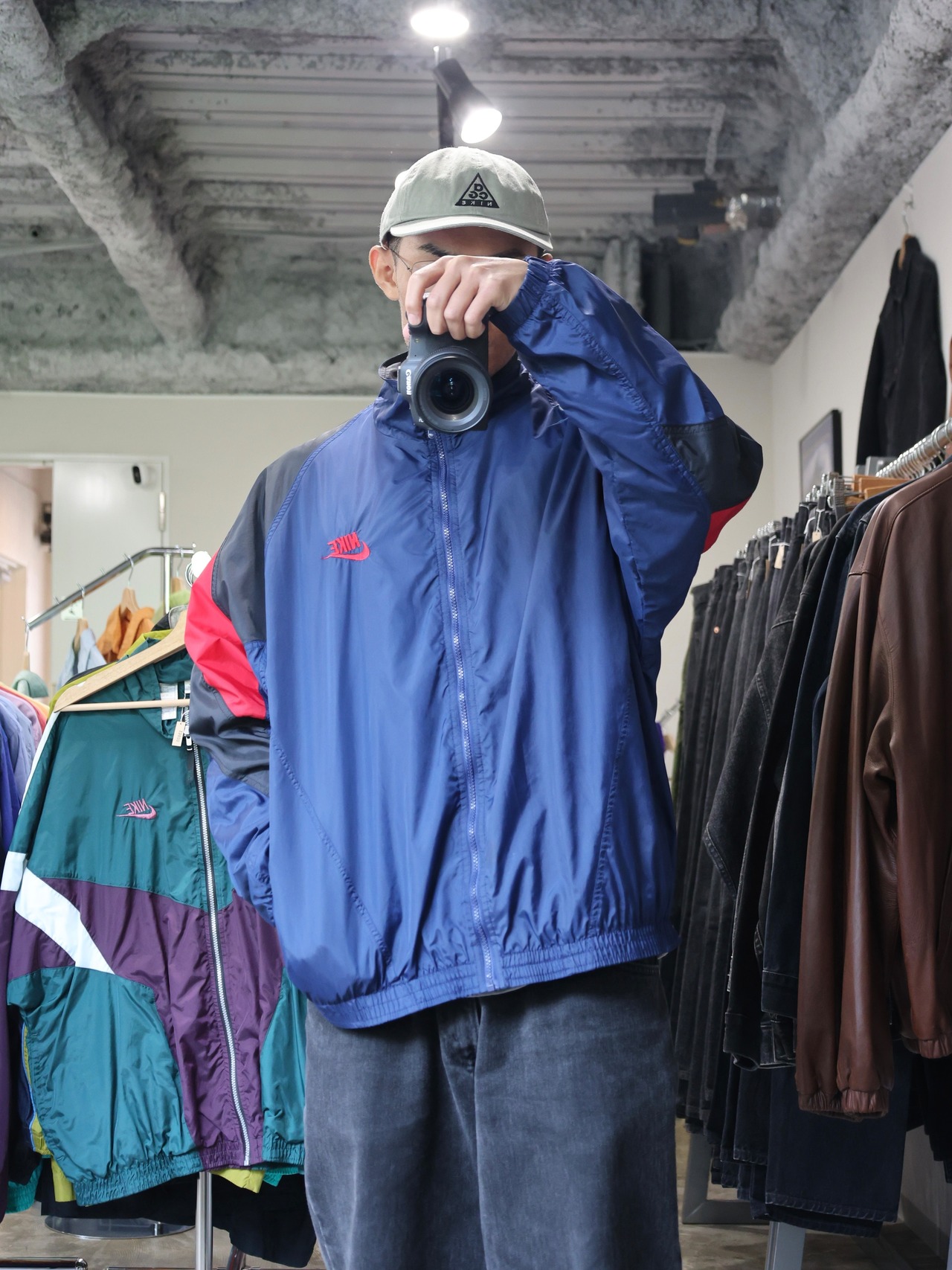 XL 90s Big Swoosh NIKE ビッグスウッシュ ナイロンジャケット ウインドブレーカー ナイキ