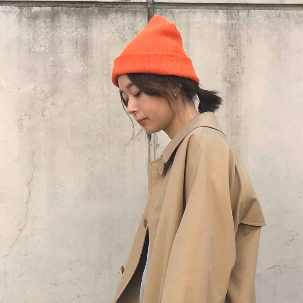 THE H.W.DOG&CO リブニット帽 オレンジ