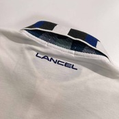 LANCEL ランセル 豪華デザイン 切替 半袖 ポロシャツ サイズ M /メンズ/ホワイト×ブルー×ブラック/日本製