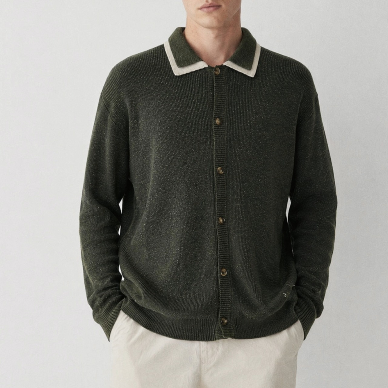 Contrast Collar Relaxed Cardigan TB2555・画像12