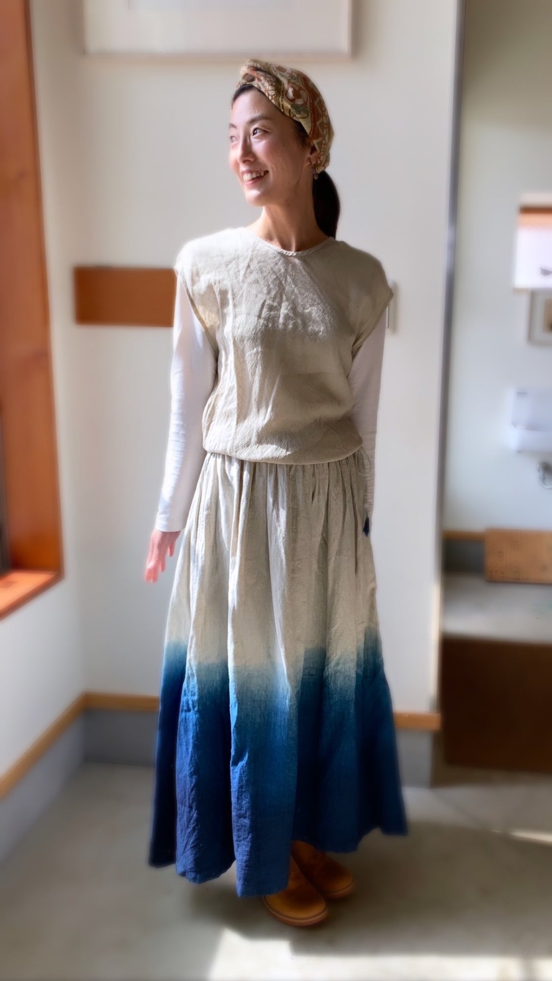 Calm 本藍染バックカシュクールドレス | nuu