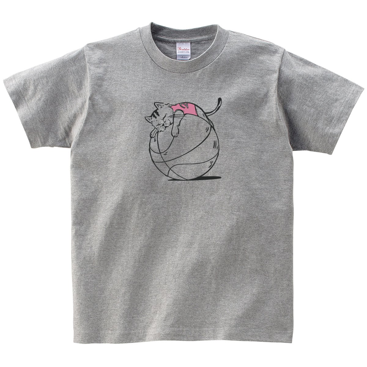 にゃんこ バスケ 居眠り Tシャツ cat52 イラスト 猫 ねこ ネコ ゆるい バスケットボール