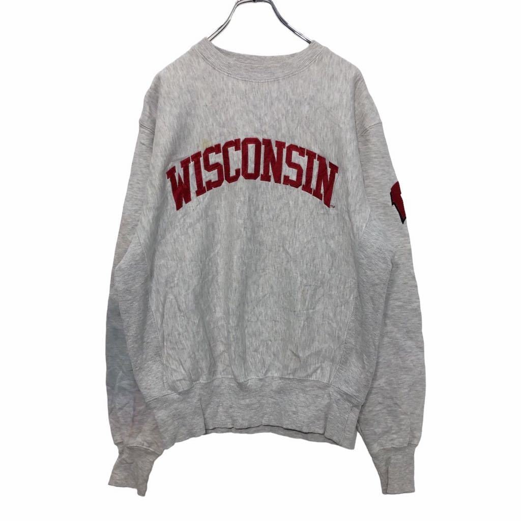 SIGNATURE ロゴ スウェット トレーナー S ライトグレー レッド