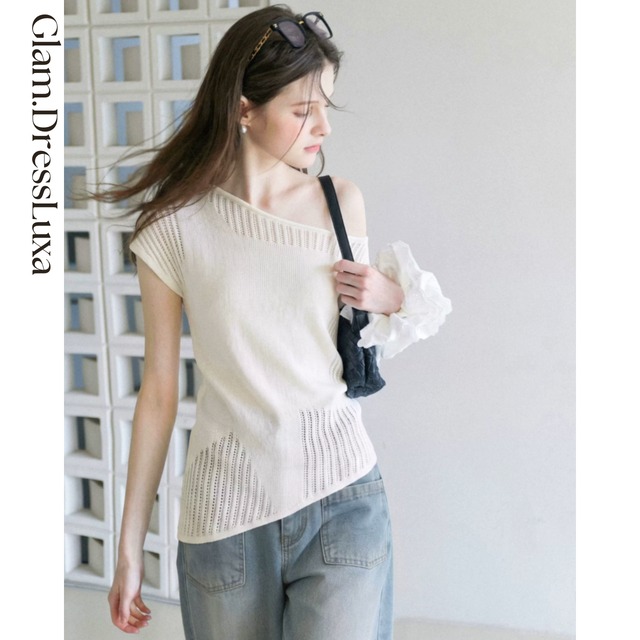 Bold Knit ワンショルダーサマーニット_T554