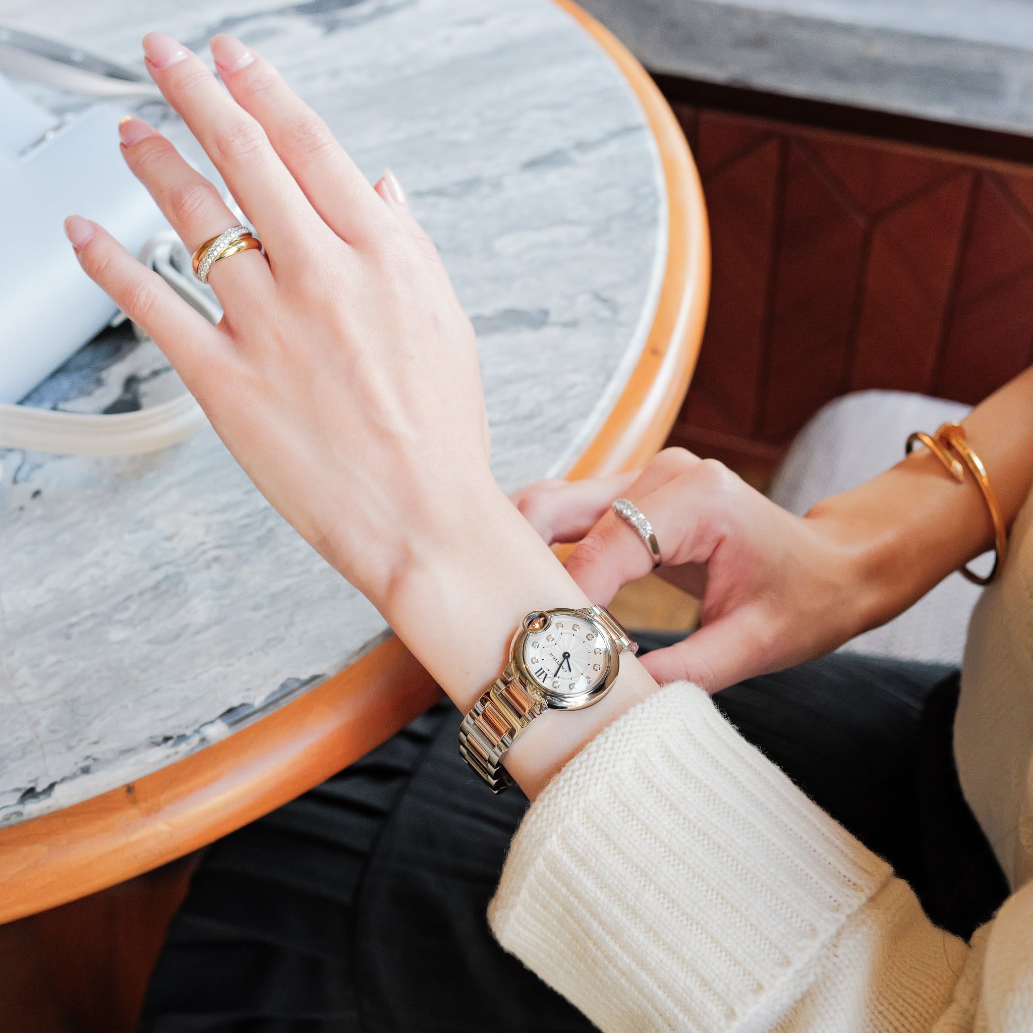 カルティエ バロンブルー SM ダイヤルダイヤモンド PGコンビ | Ante  